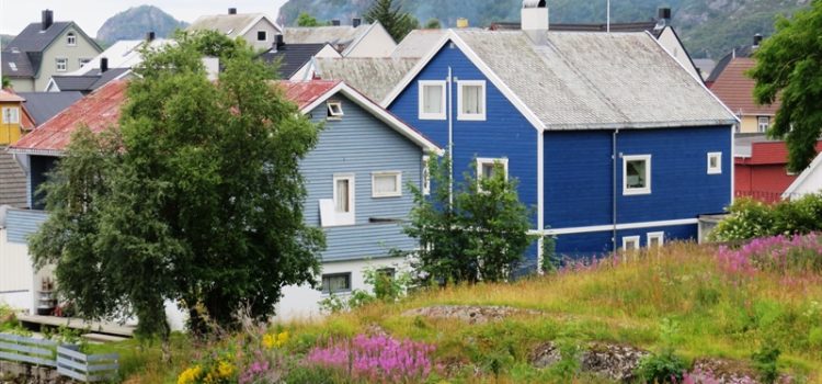Die blauen Häuser von Norwegen